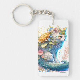 Porte-clefs Illustration de chat Kitty Majestueuse Artistique