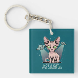 Porte-clefs Illustration de chat Sphynx OVNI Alien Humour