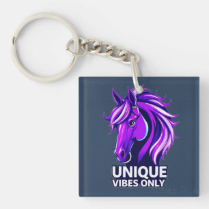 Porte-clefs Illustration de cheval violet vibrant
