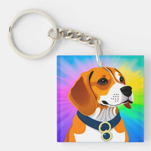 Porte-clefs Illustration de chien de dessin animé coloré