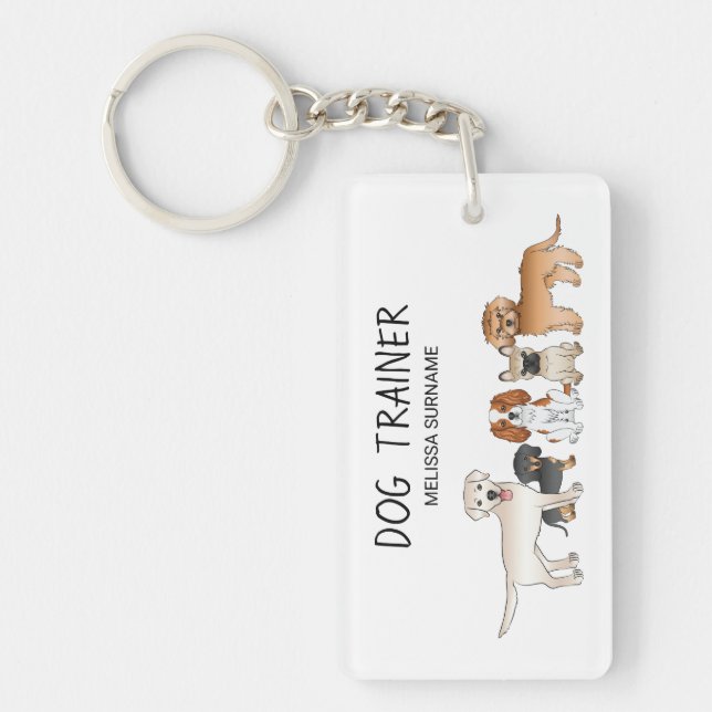 Porte-clefs Illustration de chiens de dessin animé mignons - D (Devant)
