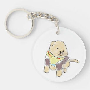 Porte-clefs Illustration de chiot doré mignon dessiné à la mai