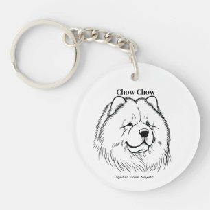 Porte-clefs Illustration de Chow Chow Portrait en ligne noire
