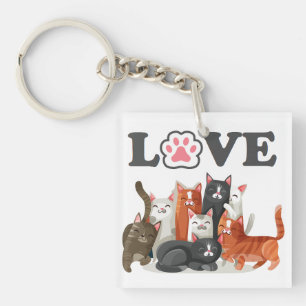 Porte-clefs Illustration de Clowder of Cats avec LOVE Photo