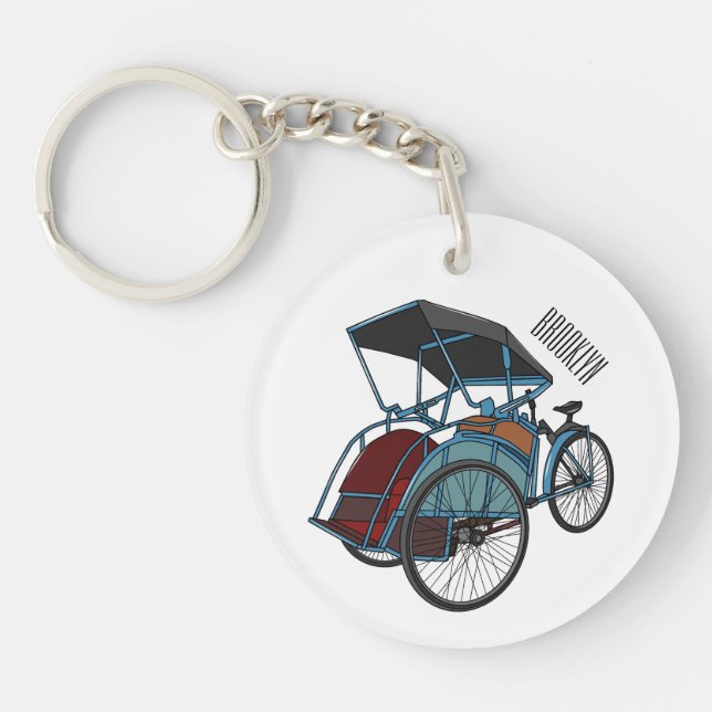 Porte-clefs Illustration de cyclo-pousse (Devant)