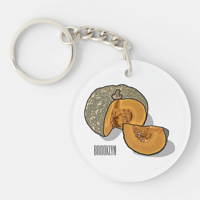 Porte-clefs Illustration de dessin animé de citrouille  (Devant)