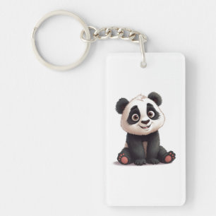 Porte-clefs Illustration de dessin animé d'ours panda assis