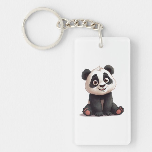 Porte-clefs Illustration de dessin animé d'ours panda assis (Devant)
