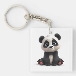 Porte-clefs Illustration de dessin animé d'ours panda assis