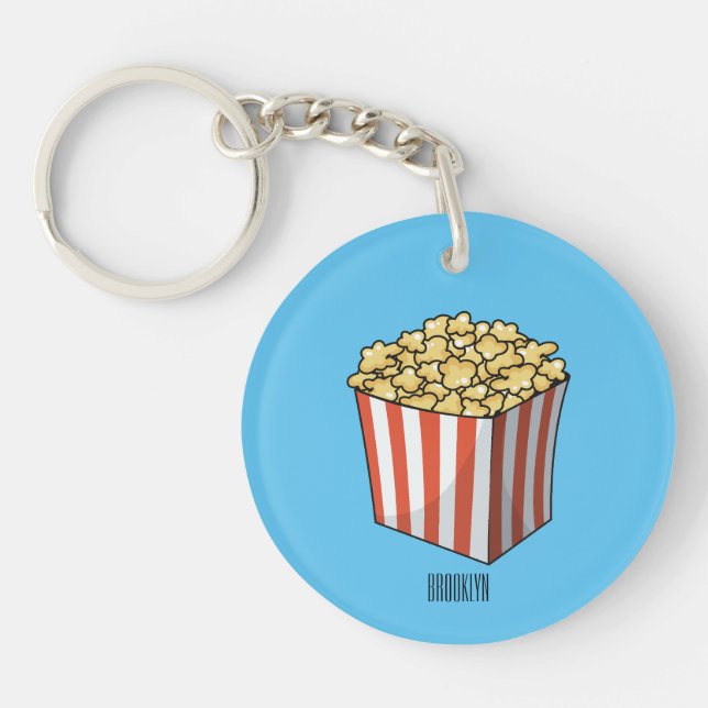 Porte-clefs Illustration de dessin animé Popcorn (Devant)