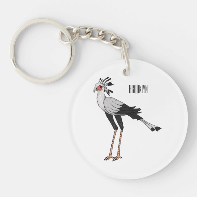 Porte-clefs Illustration de dessin du secrétaire pour oiseaux (Devant)
