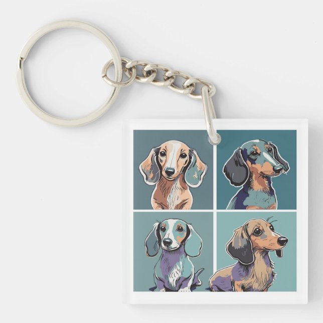 Porte-clefs Illustration de Four Dachshunds (Devant)