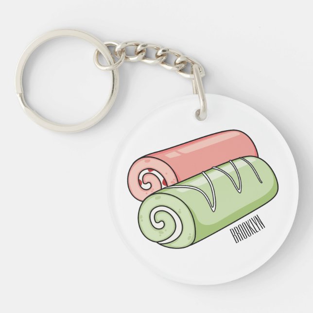 Porte-clefs Illustration de gâteau suisse roll / roll (Devant)