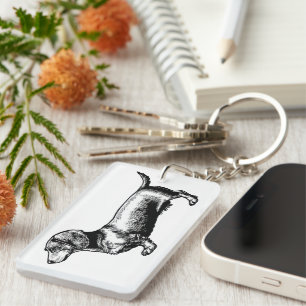 Porte-clefs Illustration de gravure vintage de teckel