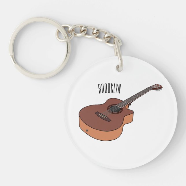 Porte-clefs Illustration de guitare acoustique (Devant)