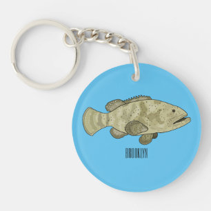 Porte-clefs Illustration de la caricature du poisson de mérou