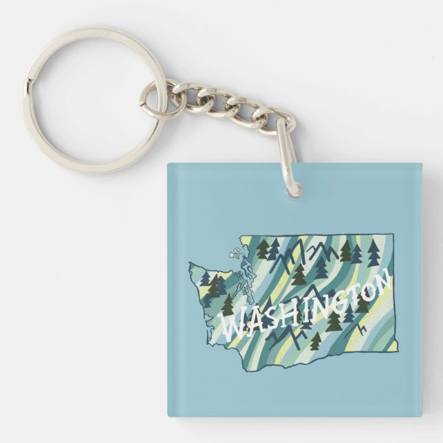 Porte-clefs Illustration de la carte de l'État de Washington (Devant)