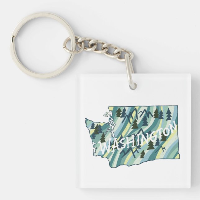 Porte-clefs Illustration de la carte de l'État de Washington (Devant)