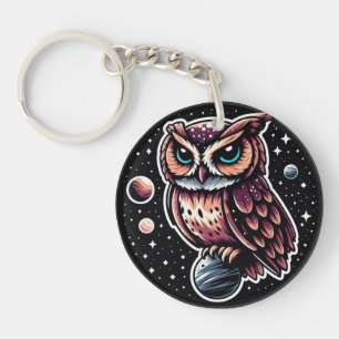 Porte-clefs Illustration de la Chouette cosmique - hibou, espa