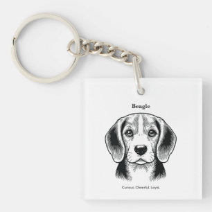 Porte-clefs Illustration de la ligne noire du portrait beagle