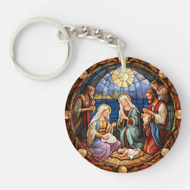 Porte-clefs Illustration de la Nativité de Noël (Devant)