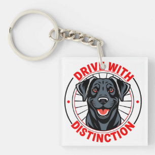 Porte-clefs Illustration de Labrador noir avec texte motivant