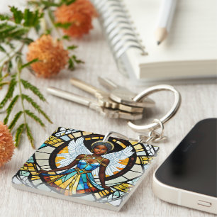Porte-clefs Illustration de l'ange afro-américain en verre