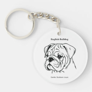 Porte-clefs Illustration de l'anglais Bulldog Portrait Black L