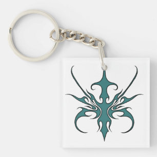 Porte-clefs Illustration de ligne tribale d'aquamarine féroce