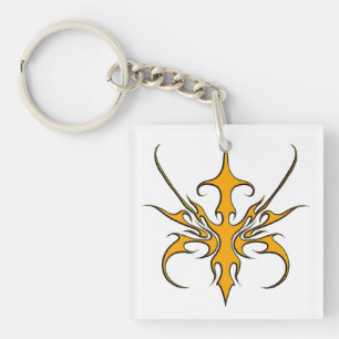 Porte-clefs Illustration de ligne tribale orange féroce