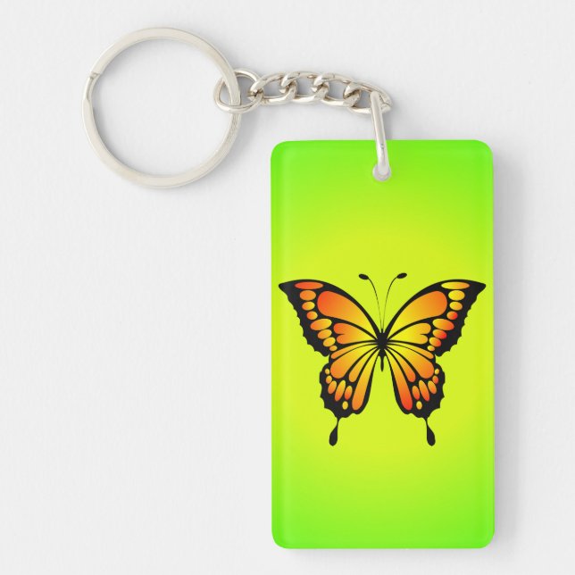 Porte-clefs Illustration de l'insecte jaune rouge papillon-202 (Devant)