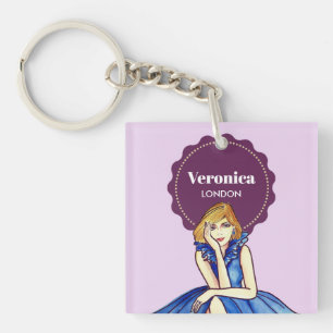 Porte-clefs Illustration de mode de robe de cocktail bleu roya