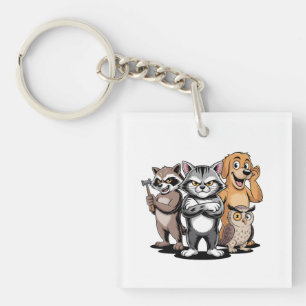 Porte-clefs Illustration de personnages d'équipe d'animaux de