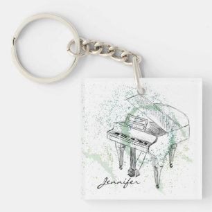 Porte-clefs Illustration de piano personnalisée Art Dessin Amo