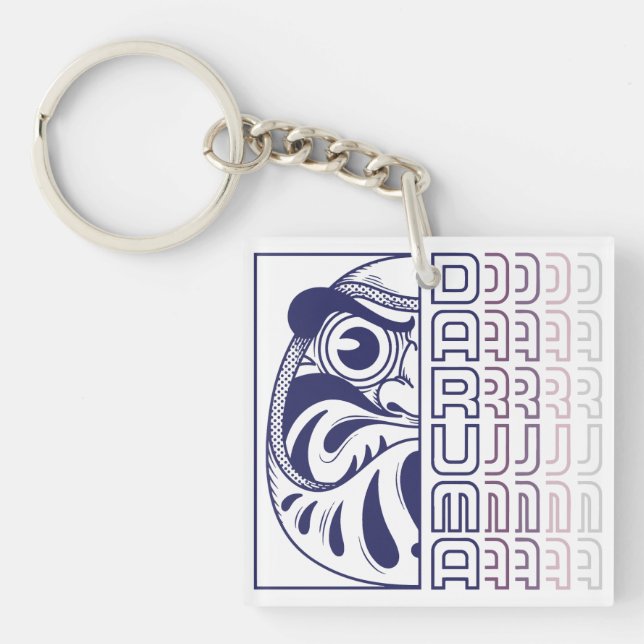 Porte-clefs Illustration de poupée Daruma japonaise (Devant)