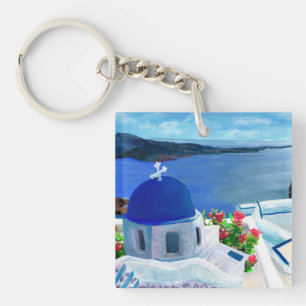 Porte-clefs Illustration de Santorin Grèce