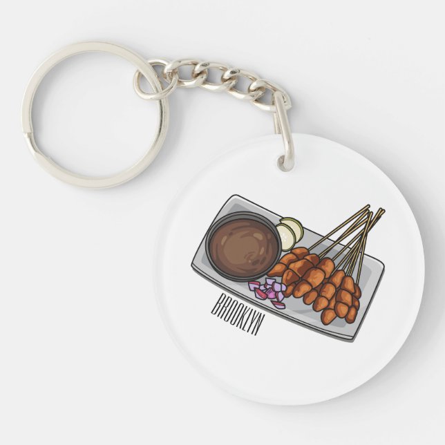 Porte-clefs Illustration de Satay (Devant)