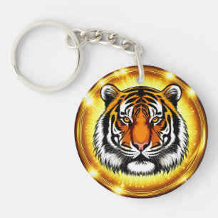 Porte-clefs Illustration de tigre avec expression intense