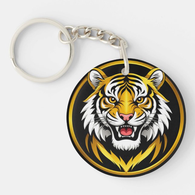 Porte-clefs Illustration de tigre avec une expression intense (Devant)