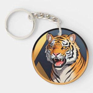 Porte-clefs Illustration de tigre avec une expression intense
