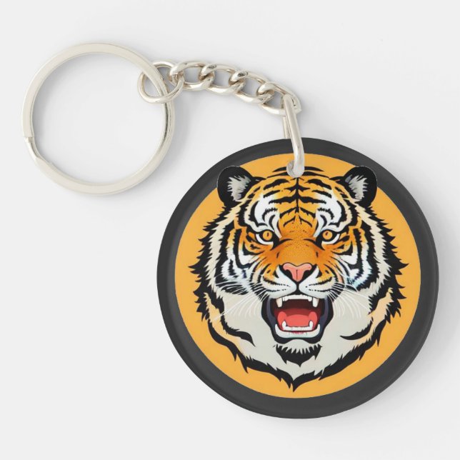 Porte-clefs Illustration de Tigre Puissant (Devant)