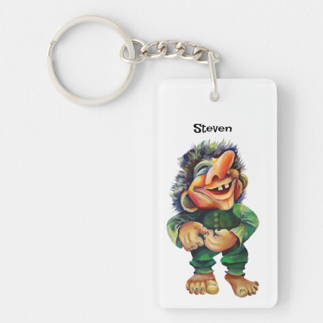 Porte-clefs Illustration de troll drôle scandinave aquarelle (Devant)
