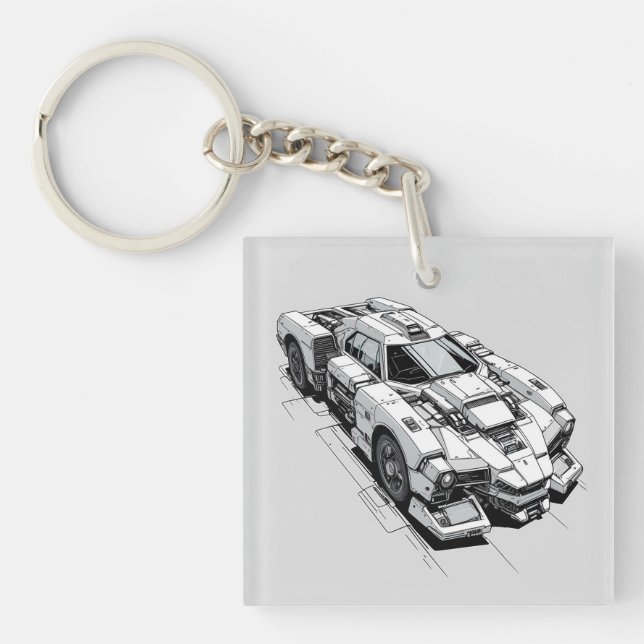 Porte-clefs Illustration de voiture Cyberpunk Ink (Devant)