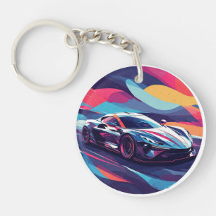 Porte-clefs Illustration de voiture de sport futuriste dynamiq