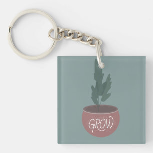 Porte-clefs Illustration dessinée à la main d'une plante en po