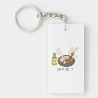 Porte-clefs Illustration du K-BBQ et du Soju - Pun alimentaire