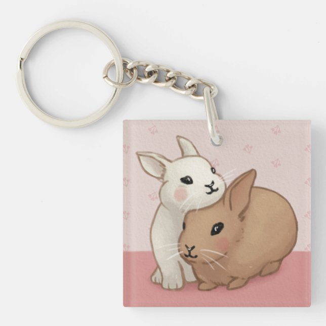 Porte-clefs Illustration du lapin mignon (Devant)