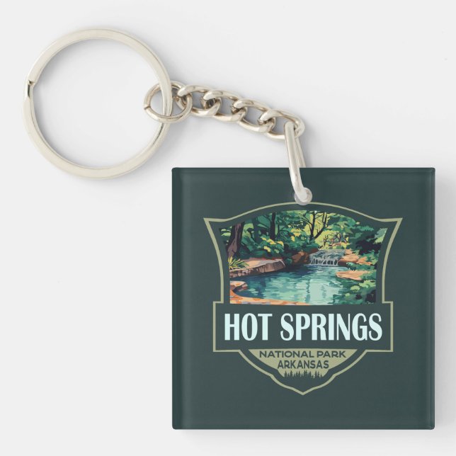 Porte-clefs Illustration du parc national Hot Springs Insigne  (Devant)