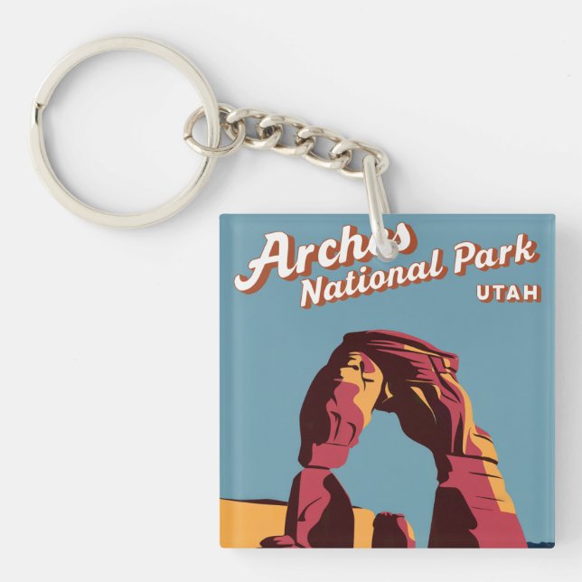 Porte-clefs Illustration du parc national Retro Arches (Devant)