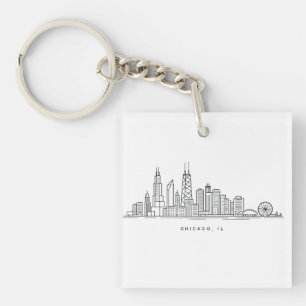 Porte-clefs Illustration du paysage urbain de Chicago IL